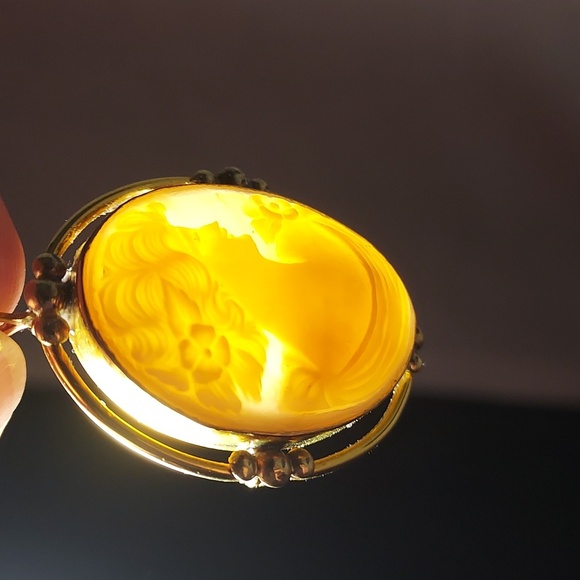 Vintage PR. ST. Co. 1/20 12K GF Cameo Pendant or Pin Hand Carved Shell Woman - Picture 7 of 10